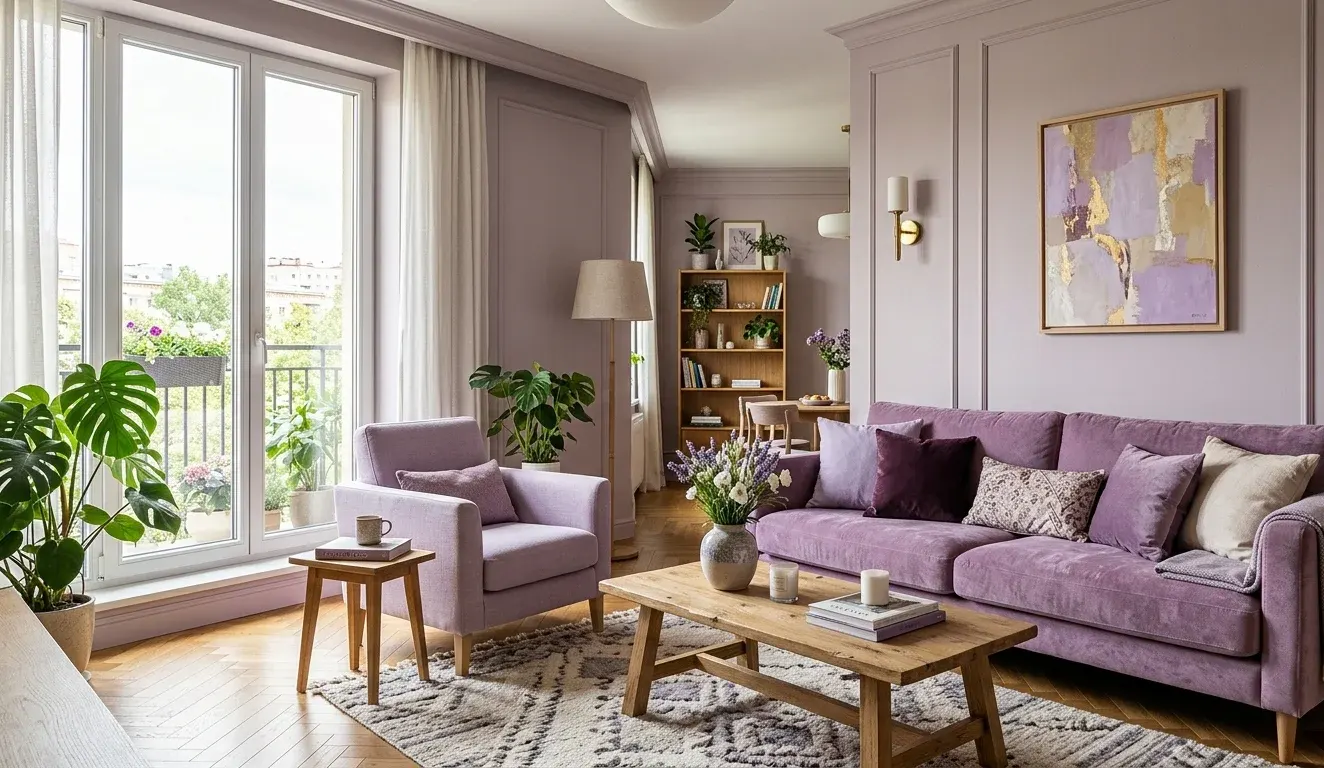 Сиреневый в разных комнатах